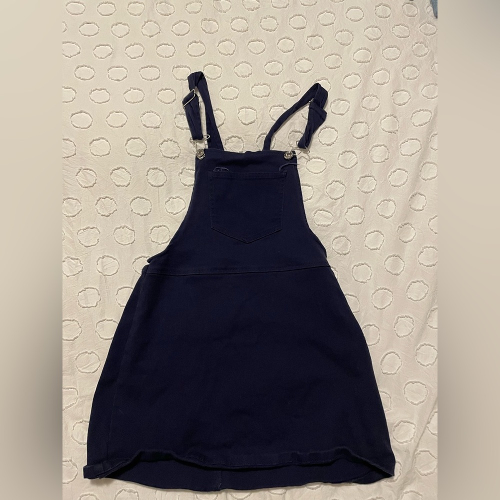 Forever 21 navy denim overall mini dress